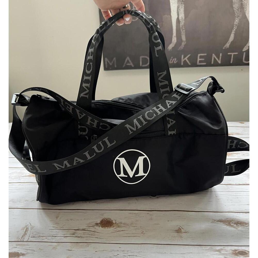 Michael Malul Black Duffel Bag With Logo Strap